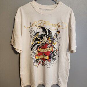 Ed Hardy Pierced Hearts and True Love Men's Tee Shirt Cream Color